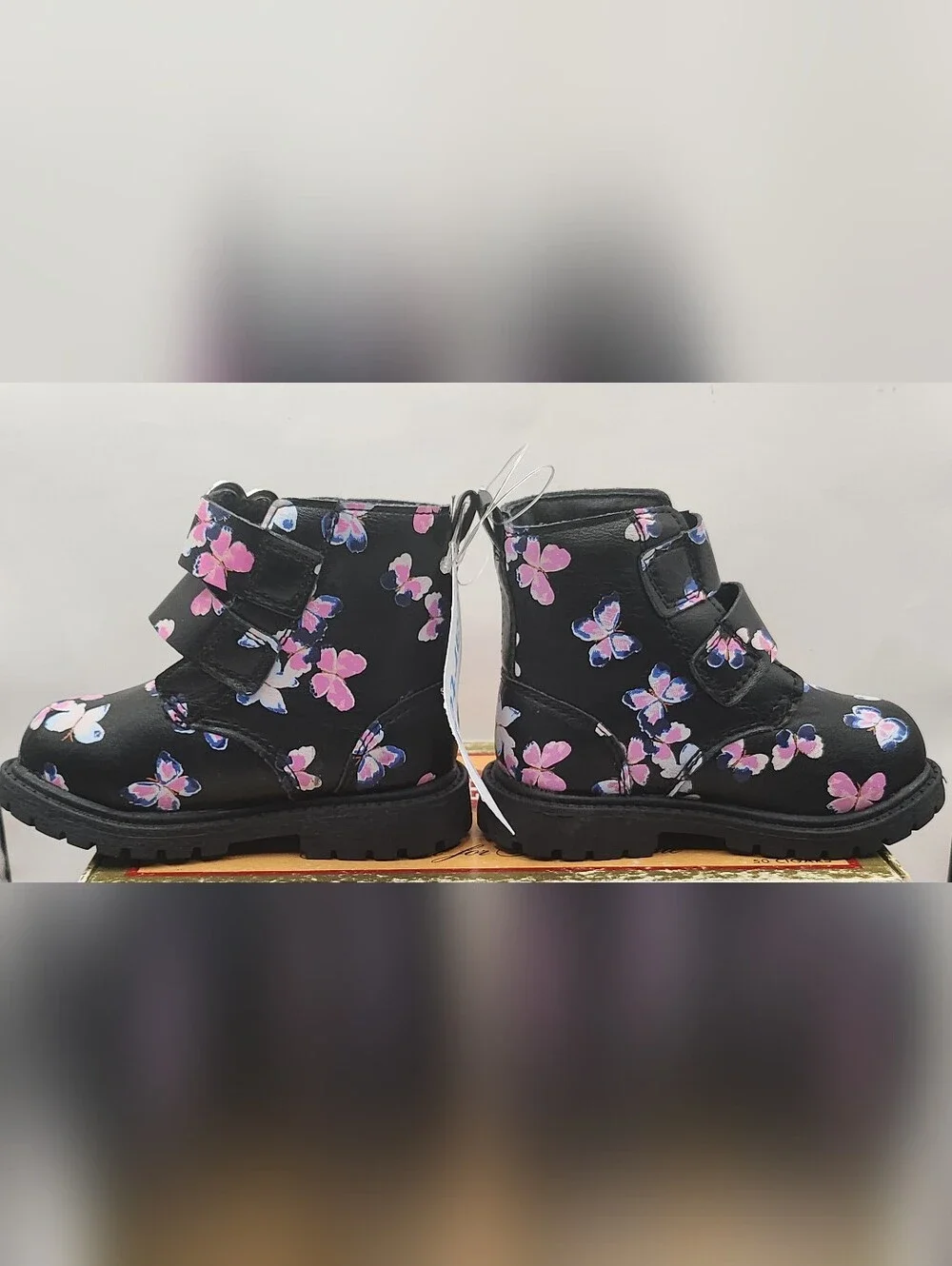 Carter's Clary Toddler Girl Combat Fashion Boots in black with a butterflys S 5M